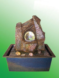 TLA221     Фонтан с помпой Каменная композиция с шаром,цветная подсветка   21*15*25