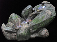 TLA421    Фонтан с помпой Водопад в камнях №1, подсветка,   38х18х23.5 см