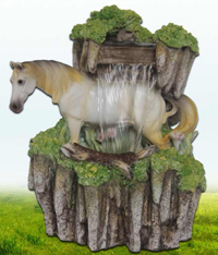 TLB254   Фонтан декоративный Белая лошадь и водопад  26.2*20.7*30.3CM