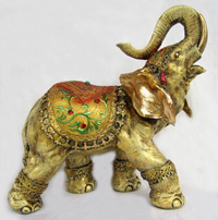 TLQ140     Сувенир Слон с золотыми ушами и мелкими стразами, средний   H*L*W=23*23*12см