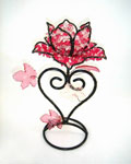 TLV321   HA2266   Подсвечник одиночный Райский цветок сердечко, розовый набор2шт