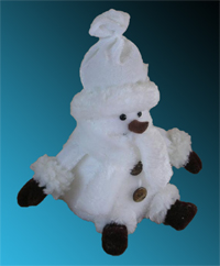 TLN1323    Снежная коллекция  Снеговик в розовой шапочке и шарфике сидит   Н*L*W=15*13*11