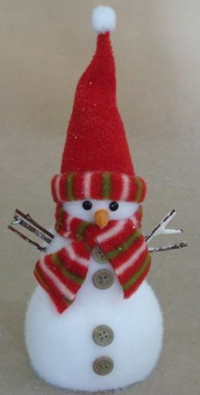 TLN1399   Декорация   Снеговик с красной шапочке и шарфике в полоску средний   Н*L*W=15*19*11