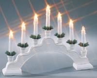 TLN1590*R/TLN203CLEAR   Подсвечник Фигурная деревянная арка с 7-ю свечами, украшена декором, белая   Н*L*W=28*37*5
