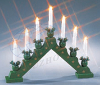 TLN1592*R/TLN203CLEAR   Подсвечник Деревянный зеленый треугольник с 7-ю свечами   Н*L*W=33*39*5